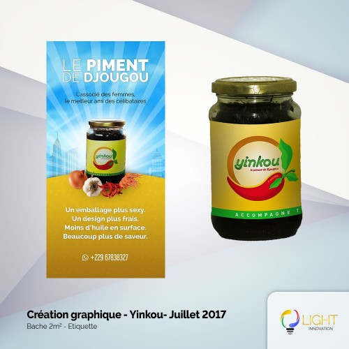 Création d’une bâche et d’une étiquette pour Yinkou