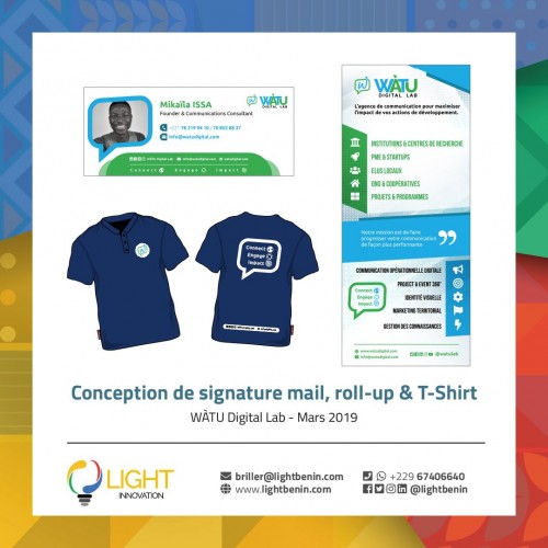 Conception de signature mail brochure et t-shirt