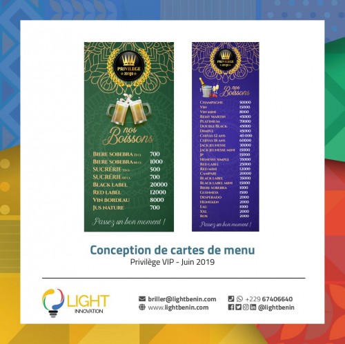 Conception de carte de menu