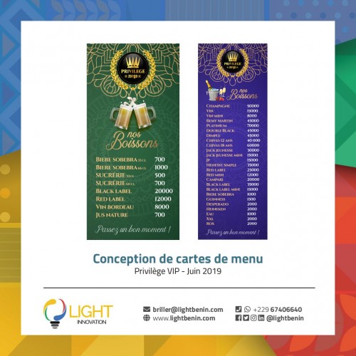 Conception de carte de menu