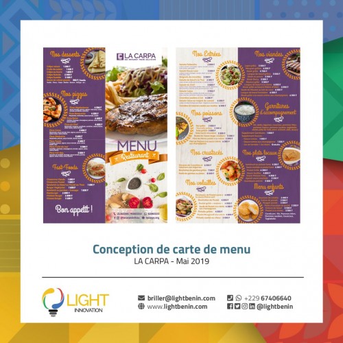 Conception carte de menu