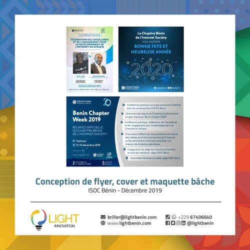 Conception de flyer, cover et marquette de bâche